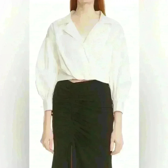 Cinq À Sept Pasha Long-sleeve Shirt In Ivory size M - Picture 3 of 14